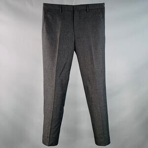 DRIES VAN NOTEN Size 32 Charcoal Grey Wool Flat Front Dress Pants
